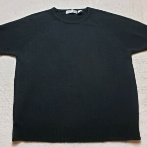 Vintage Carolyn Taylor Woman Knit Plus Size 2X Black Shirt Short Sleeves